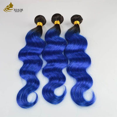 1B สีฟ้า Ombre ขยายผมมนุษย์ ร่างกาย Wave Virgin Wavy