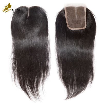 คุณภาพ  Straight Hair Swiss Lace Frontal Closure 4x4 Natural Color Middle Part โรงงาน