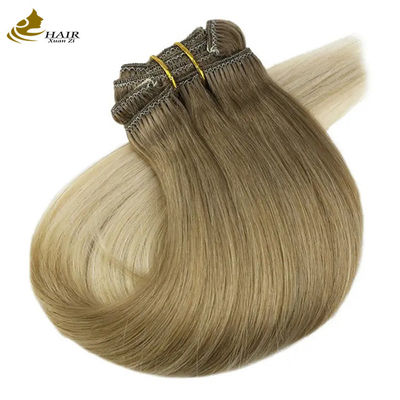 คุณภาพ  Customized 100 Virgin Human Clip In Hair Extensions Straight 120 Grams โรงงาน