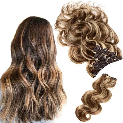 คุณภาพ  Malaysian Weave Seamless Clip In Hair Extensions Smooth And Soft โรงงาน