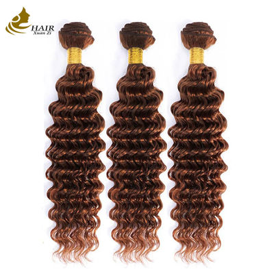 คุณภาพ  Peruvian Hair Deep Curl Copper 33# Brown color virgin Human Hair weft Bundles โรงงาน