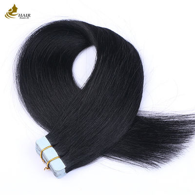ผิวหนังตรงกัน 16 นิ้ว เทปในขยายผม Virgin Remy ผ้าใบขนสีดํา