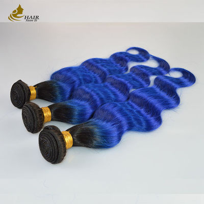 1B สีฟ้า Ombre ขยายผมมนุษย์ ร่างกาย Wave Virgin Wavy