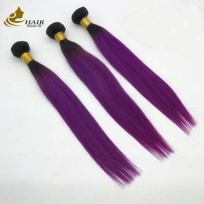 613 สี Ombre ขยายผมมนุษย์ แบนด์ Weft 1B สีม่วง