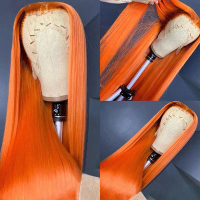 สีส้ม สีจินเจอร์ สีดวงตรง หน้าผมมนุษย์ ผ้าใบเปลือกสําหรับผู้หญิง