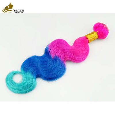 ปรับปรุง Ombre เส้นผมมนุษย์ สีสีม่วงสีฟ้า