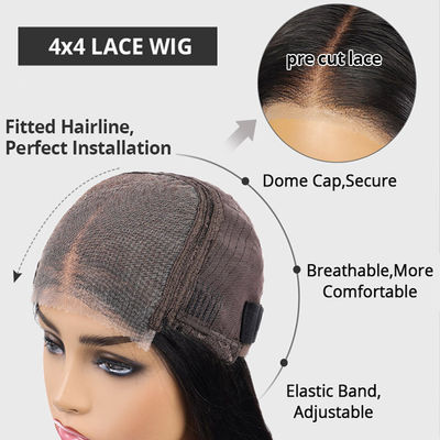 ราคาโรงงาน 26 นิ้ว หัวผมของมนุษย์ Wig เต็มเส้นใย สาวบริสุทธิ์ หัวผมยาวของมนุษย์ กระดูกตรง สีสัน Wig
