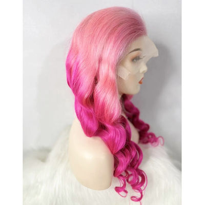 สีชมพูตามต้องการ ลื่นคลื่นผมมนุษย์ สีขีด ผ้าใบขาย