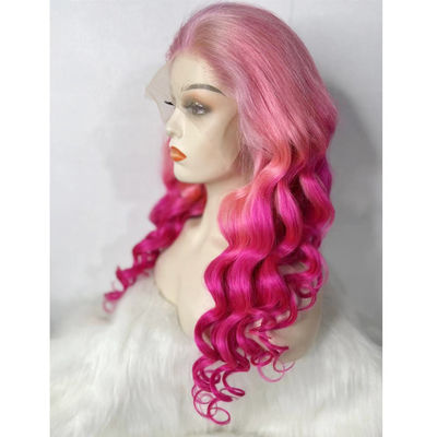 สีชมพูตามต้องการ ลื่นคลื่นผมมนุษย์ สีขีด ผ้าใบขาย