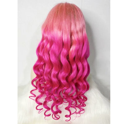 สีชมพูตามต้องการ ลื่นคลื่นผมมนุษย์ สีขีด ผ้าใบขาย