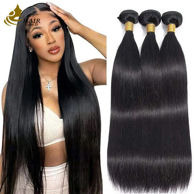 เกรด 12A ชาวบราซิลอินเดีย 100% Raw Remy Virgin Human Hair Extension สีดํา