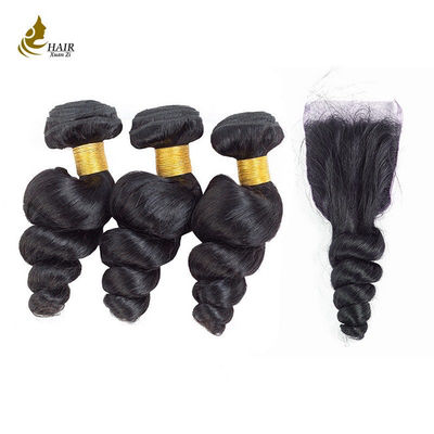 ไม่ผ่านการแปรรูป 100% ของมนุษย์ธรรมชาติ บราซิล Virgin Loose Wave Hair Bundle