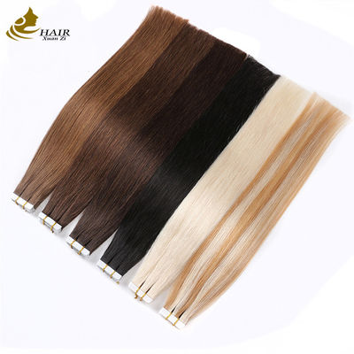 Remy Human Skin Weft Tape Hair Extensions Double Faced Russian Tape ความยาว 8"-30" ปรับแต่งตามต้องการ