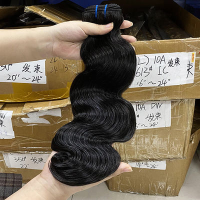 100% หัวผมบราซิล ไม่ผ่านการแปรรูป Wholesale Virgin Human Hair Bundles Body Wave