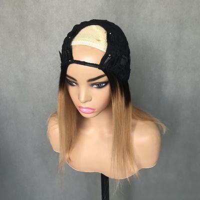 U Part Wig T1b/27 สี สําหรับมือใหม่ Friendly Straight Glueless Protective Style หัวผมมนุษย์ Wig ความหนาแน่น 150%