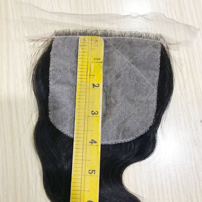 ส่วนปิดลูกไม้ผมมนุษย์ Pass The Needle ขนาด 4*4 ลูกไม้โปร่งใส ผมบอดี้เวฟ สีดำธรรมชาติ
