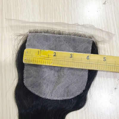 ส่วนปิดลูกไม้ผมมนุษย์ Pass The Needle ขนาด 4*4 ลูกไม้โปร่งใส ผมบอดี้เวฟ สีดำธรรมชาติ