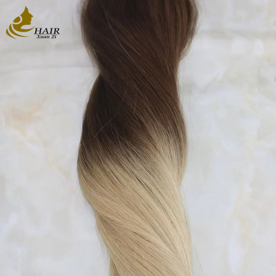 ส่วนต่อผมแบบเทปผมตรงยอดนิยม 100% Remy Human Hair ต่อผมแบบเทปที่จัดเรียงหนังกำพร้าผมบริสุทธิ์