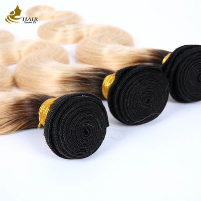 สี Ombre Weft Hair Extensions Curly Ponytail Extension 1B ร่างกายคลื่น