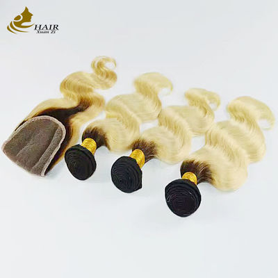สี Ombre Weft Hair Extensions Curly Ponytail Extension 1B ร่างกายคลื่น