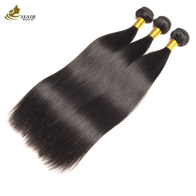 OEM 18 นิ้วธรรมชาติ สีดําตรง Raw Virgin Human Hair Bundles กับปิด