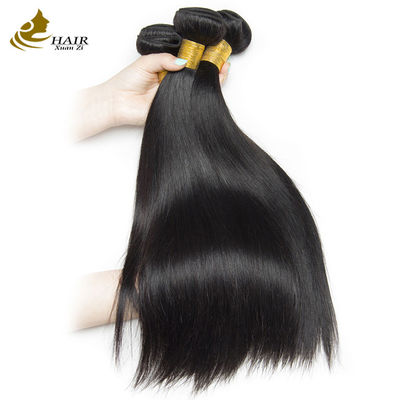 OEM 18 นิ้วธรรมชาติ สีดําตรง Raw Virgin Human Hair Bundles กับปิด