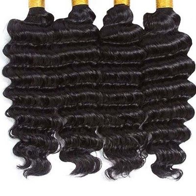 12A Grade Deep Wave Virgin Human Hair Bundles 95-100g ด้วยการปิดตามสั่ง