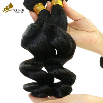 สีดําธรรมชาติ คัมพูชาบริสุทธิ์ 16 นิ้ว บราซิลผมคลื่นโล่ง OEM