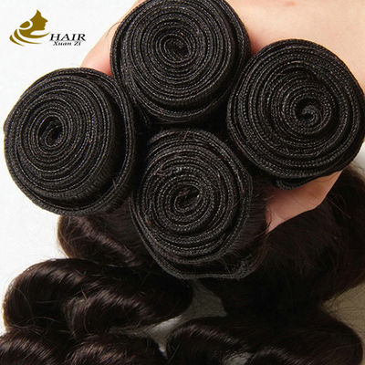 สีดําธรรมชาติ คัมพูชาบริสุทธิ์ 16 นิ้ว บราซิลผมคลื่นโล่ง OEM