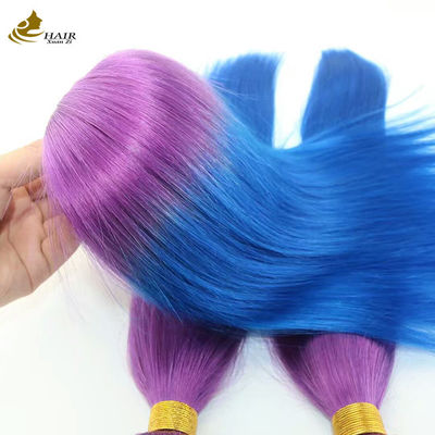 ปรับปรุง Ombre เส้นผมมนุษย์ สีสีม่วงสีฟ้า