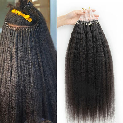 Kinky Straight Prebonded Nano Human Hair Extensions สีดําธรรมชาติ 18 นิ้ว