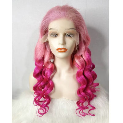 สีชมพูตามต้องการ ลื่นคลื่นผมมนุษย์ สีขีด ผ้าใบขาย