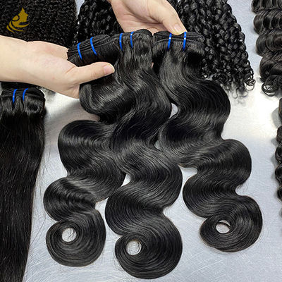 100% หัวผมบราซิล ไม่ผ่านการแปรรูป Wholesale Virgin Human Hair Bundles Body Wave