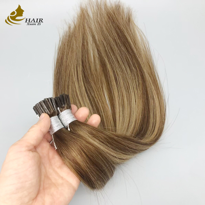 ส่วนขยายผมมนุษย์แบบ I Tip จัดเรียงหนังกำพร้าขายส่ง