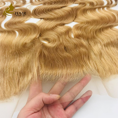 613 สีโปร่ง 100% การปิดเส้นผมมนุษย์ Remy Hair Closure